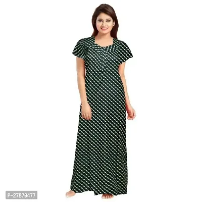 Stylish Green Cotton Printed Nighty For Women