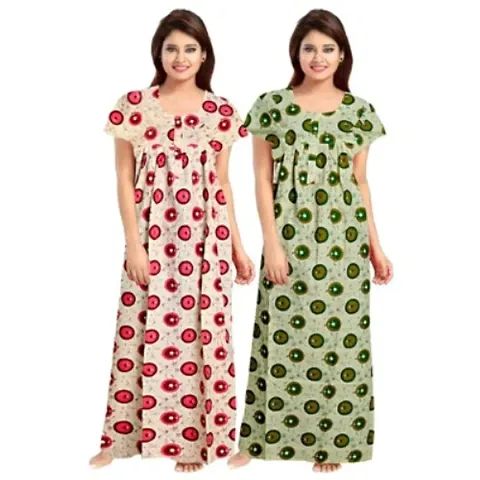 Stylish Embellished rich long nightwear Combo Pack of 2