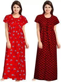 Elegant Multicoloured Cotton Printed Nighty For Women Pack Of 2-thumb1