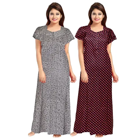 Pack Of 2 Cotton Printed Nighty Combo