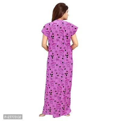 Elegant Purple Cotton Printed Nighty For Women-thumb2