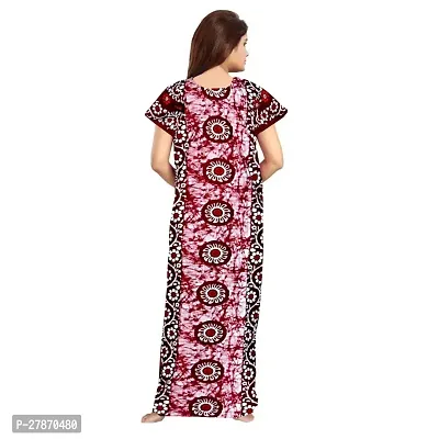 Stylish Red Cotton Printed Nighty For Women-thumb2