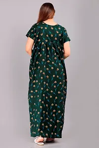 Elegant Green Cotton Printed Nighty For Women-thumb1