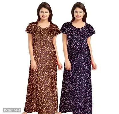 Elegant Cotton Printed Nighties For Women Pack Of 2