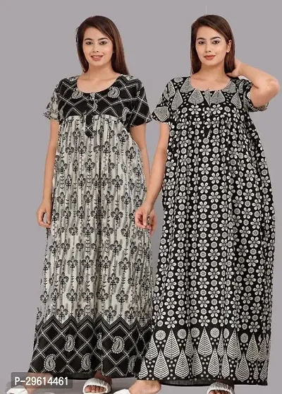 Elegant Cotton Printed Nighties For Women Pack Of 2