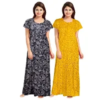 Elegant Multicoloured Cotton Printed Nighty For Women Pack Of 2-thumb1