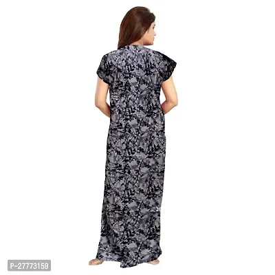 Elegant Grey Cotton Printed Nighty For Women-thumb2