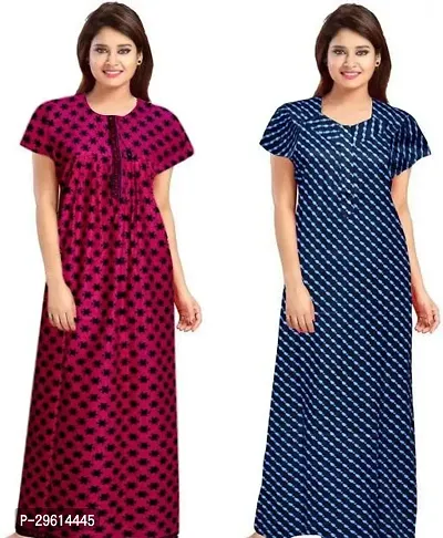 Elegant Cotton Printed Nighties For Women Pack Of 2