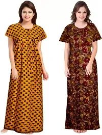 Elegant Multicoloured Cotton Printed Nighty For Women Pack Of 2-thumb1