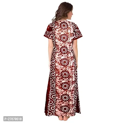 Stylish Red Cotton Printed Nighty For Women-thumb2