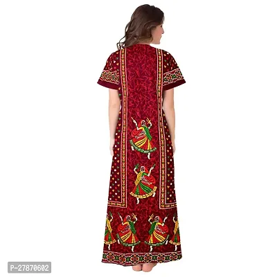 Stylish Maroon Cotton Printed Nighty For Women-thumb2