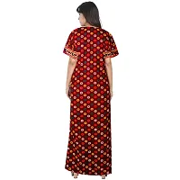 Stylish Maroon Cotton Printed Nighty For Women-thumb1