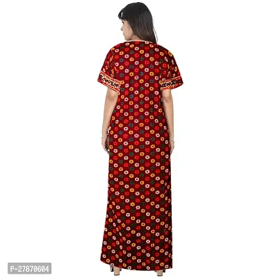 Stylish Maroon Cotton Printed Nighty For Women-thumb2