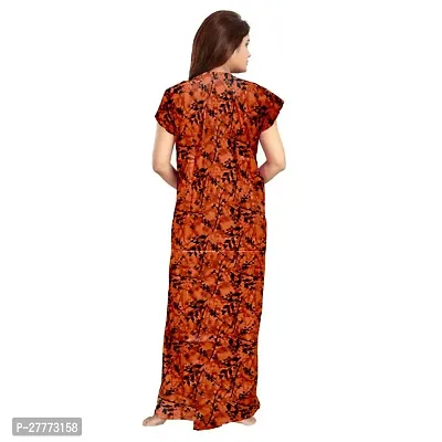 Elegant Orange Cotton Printed Nighty For Women-thumb3