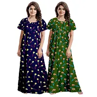 Elegant Multicoloured Cotton Printed Nighty For Women Pack Of 2-thumb1