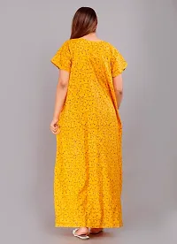 Elegant Yellow Cotton Printed Nighty For Women-thumb1