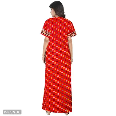 Stylish Red Cotton Printed Nighty For Women-thumb2