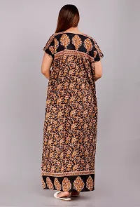 Elegant Brown Cotton Printed Nighty For Women-thumb1