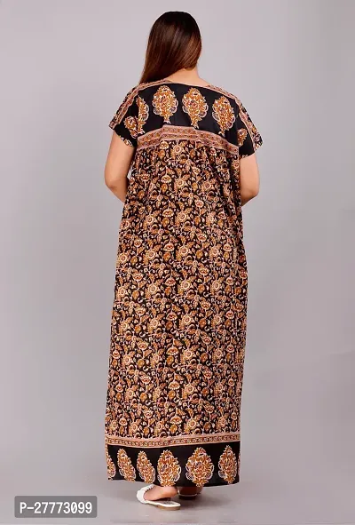 Elegant Brown Cotton Printed Nighty For Women-thumb2