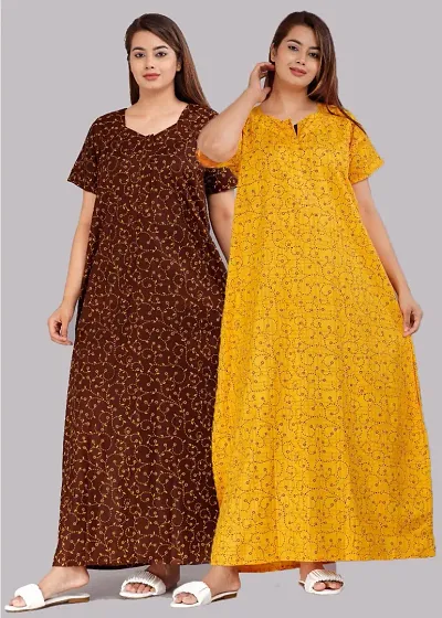 Pack Of 2 Cotton Nighty/Night Gown For Women