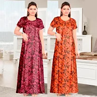 Elegant Multicoloured Cotton Printed Nighty For Women Pack Of 2-thumb1