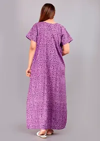 Elegant Purple Cotton Printed Nighty For Women-thumb1