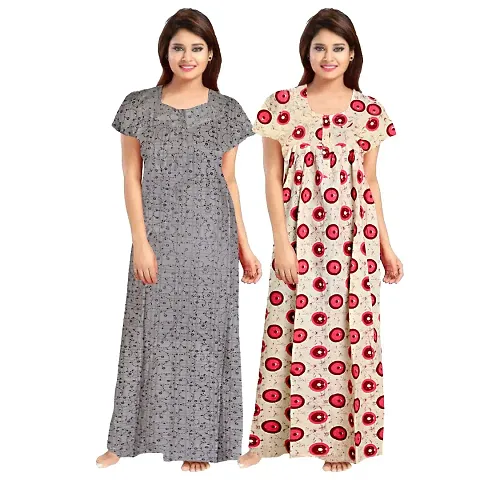 Pack Of 2 Cotton Printed Nighty Combo