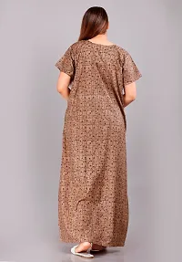 Elegant Brown Cotton Printed Nighty For Women-thumb1