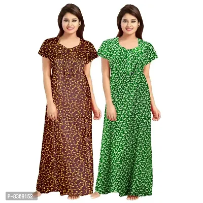 Stylish Fancy Cotton Printed Nighty Combo For Women Pack Of 2