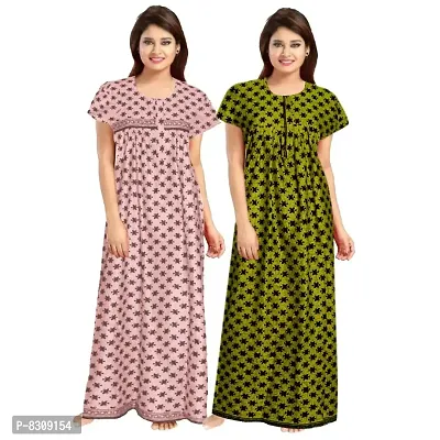 Stylish Fancy Cotton Printed Nighty Combo For Women Pack Of 2-thumb0