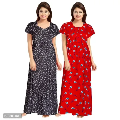 Stylish Fancy Cotton Printed Nighty Combo For Women Pack Of 2