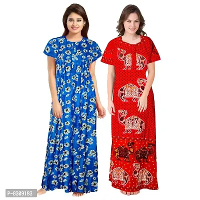 Stylish Fancy Cotton Printed Nighty Combo For Women Pack Of 2