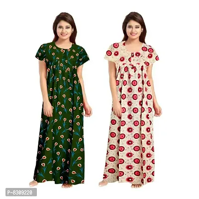 Stylish Fancy Cotton Printed Nighty Combo For Women Pack Of 2