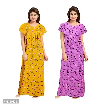 Stylish Fancy Cotton Printed Nighty Combo For Women Pack Of 2