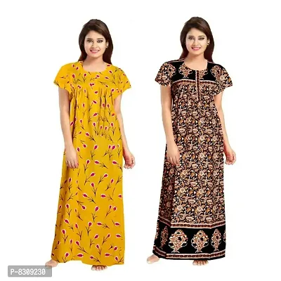 Stylish Fancy Cotton Printed Nighty Combo For Women Pack Of 2