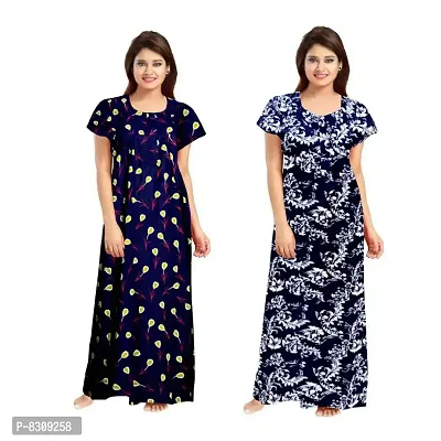 Stylish Fancy Cotton Printed Nighty Combo For Women Pack Of 2