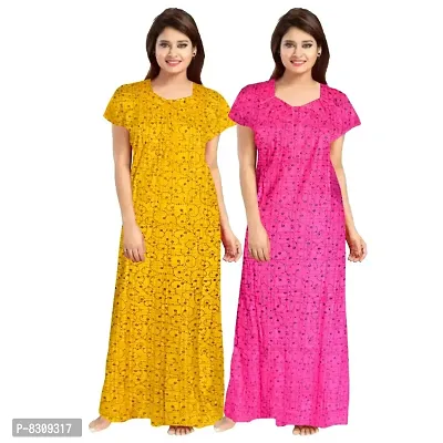 Stylish Fancy Cotton Printed Nighty Combo For Women Pack Of 2