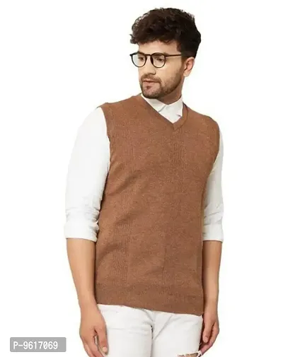 Trendy Woolen Solid Sweater For Men