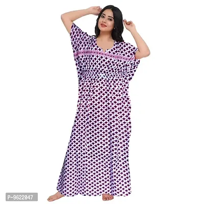 Fancy Cotton Printed Kaftan Nighty For Women-thumb0