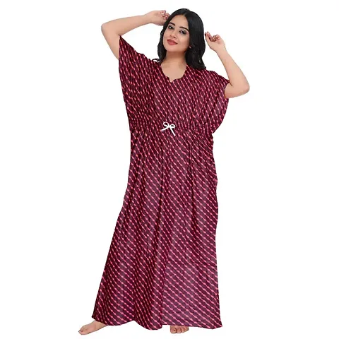 Cotton Printed Kaftan Nighty/Night Gown