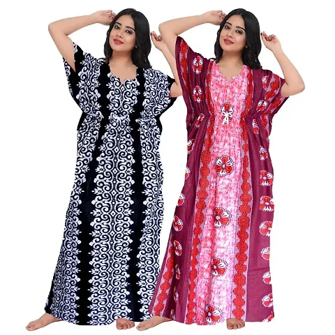 Women Cotton Printed kaftan Nighty