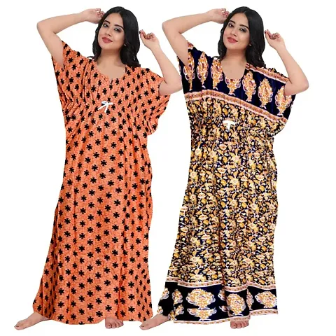 Fancy Kaftan Nighty For Women Pack Of 2