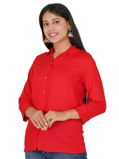 Stylist Rayon Solid Shirts For Women