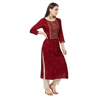 HAVYAA Rayon Maroon Jacquard Printed Kurta-thumb2