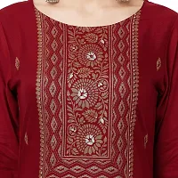 HAVYAA Rayon Maroon Jacquard Printed Kurta-thumb4