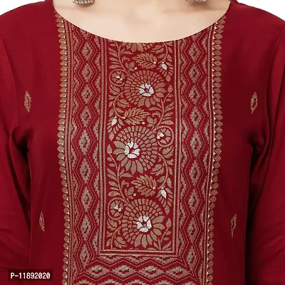 HAVYAA Rayon Maroon Jacquard Printed Kurta-thumb5