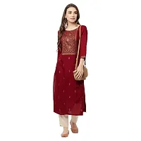 HAVYAA Rayon Maroon Jacquard Printed Kurta-thumb1