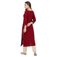 HAVYAA Rayon Maroon Jacquard Printed Kurta-thumb3