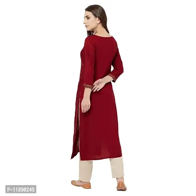 HAVYAA Rayon Maroon Jacquard Printed Kurta-thumb4