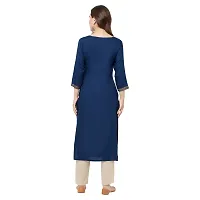 HAVYAA Rayon Navy Blue Jacquard Printed Kurta-thumb4